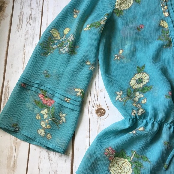 Vtg Y2K Boho Kimono Top Women S 4 6 Old Navy Sheer Floral Romantic Cottage Core - Picture 2 of 4